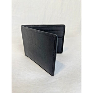 Perry Ellis Mens Black Leather Bifold Wallet
